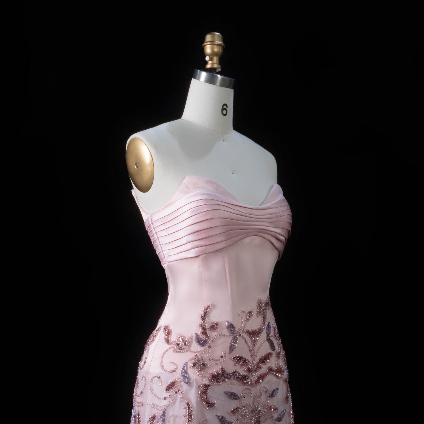 Blush Pink Strapless Sweetheart Beaded Floral A-Line Evening Gown SS529 Sheer Fairy