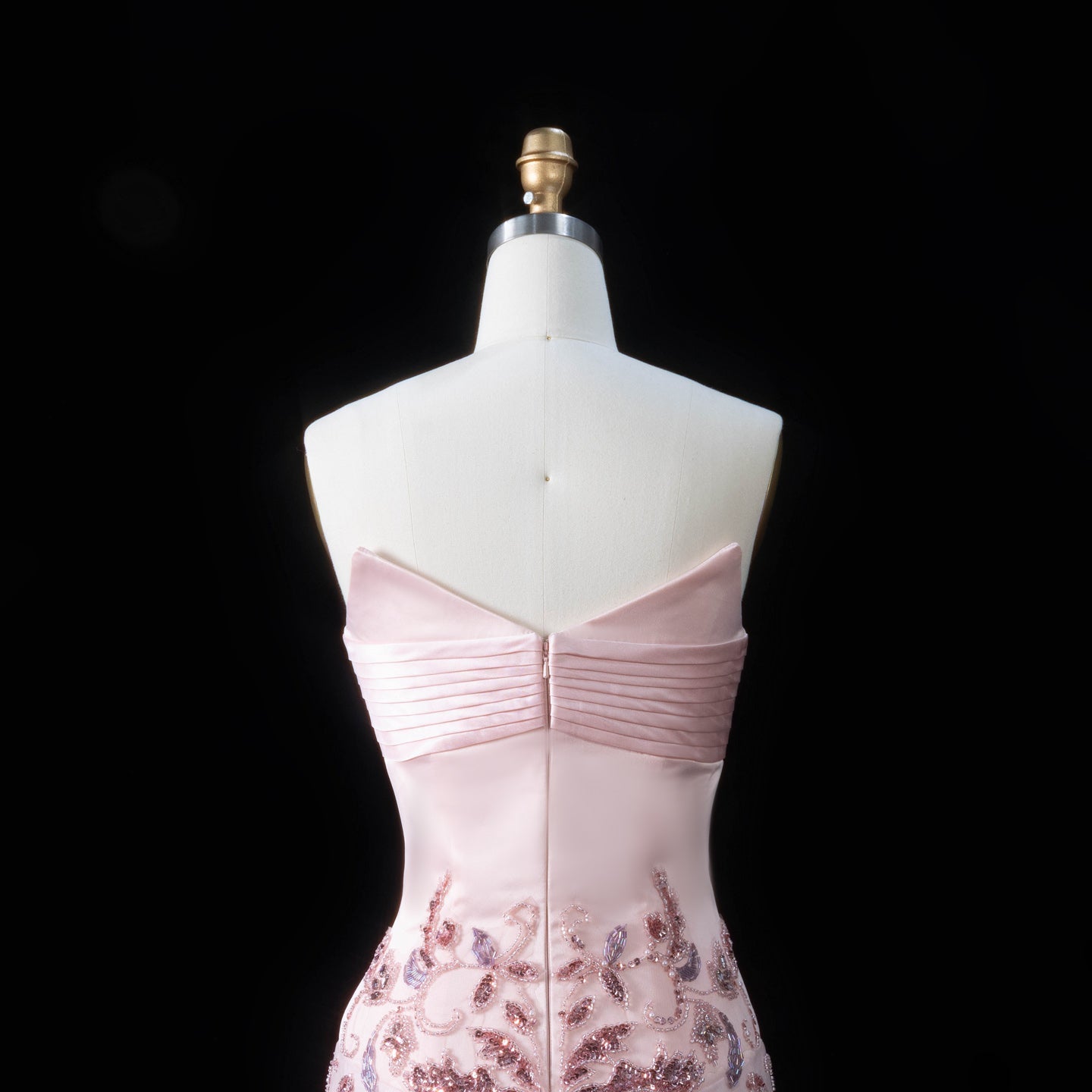 Blush Pink Strapless Sweetheart Beaded Floral A-Line Evening Gown SS529 Sheer Fairy