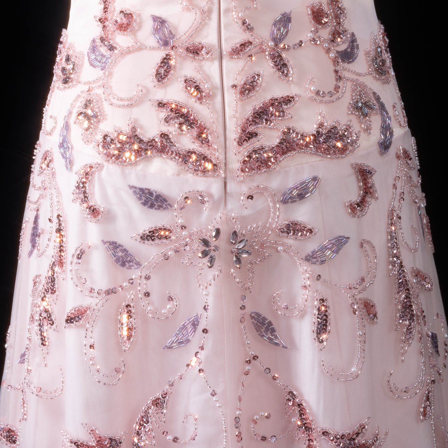 Blush Pink Strapless Sweetheart Beaded Floral A-Line Evening Gown SS529 Sheer Fairy