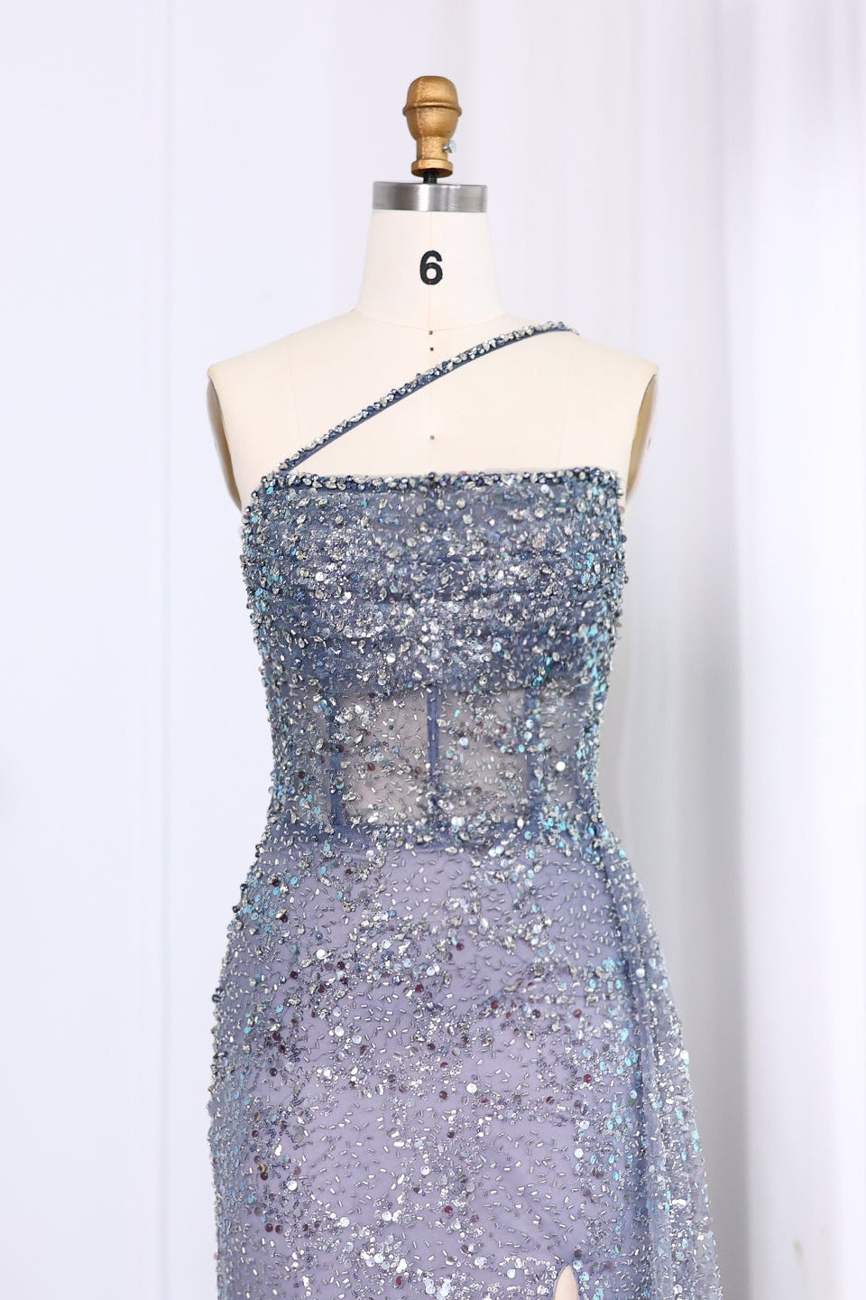 Luxury Sequined One-Shoulder Mermaid Evening Dress SS710
