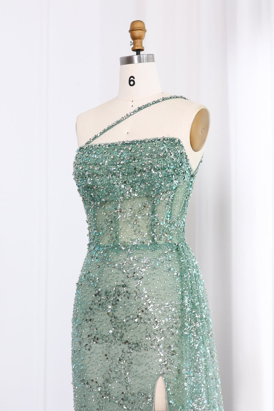 Luxury Sequined One-Shoulder Mermaid Evening Dress SS710