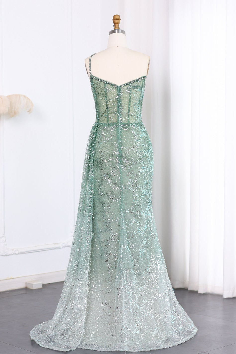 Luxury Sequined One-Shoulder Mermaid Evening Dress SS710