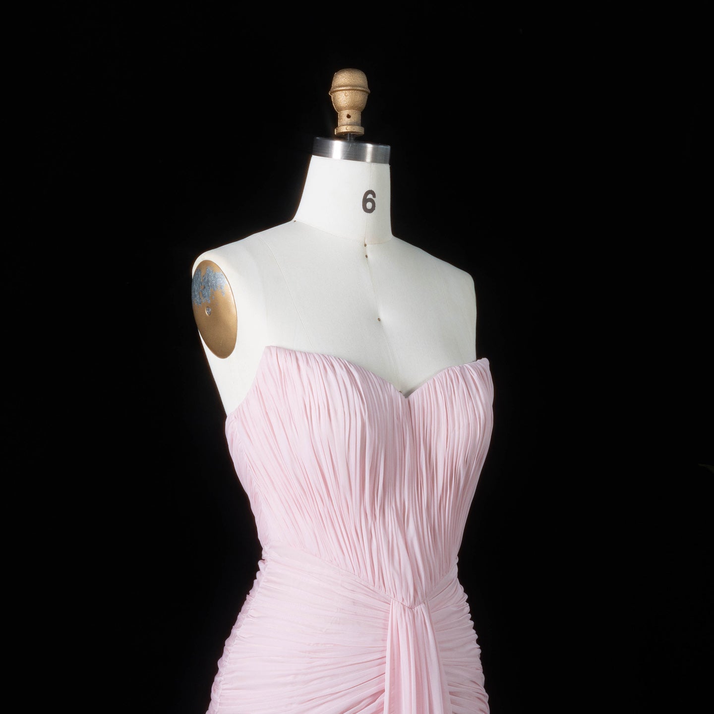 Minimalist Blush Pink Pleated Chiffon Strapless Evening Dress SF057 Sheer Fairy