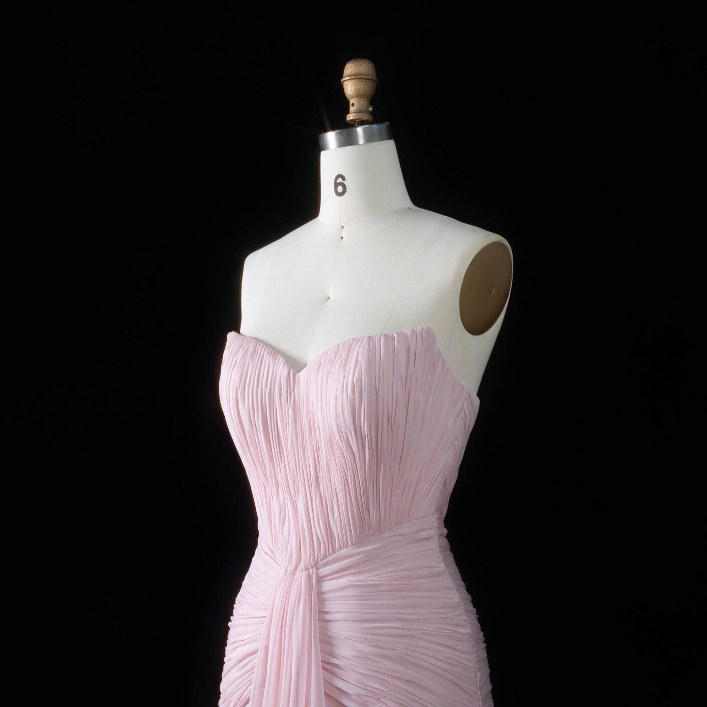 Minimalist Blush Pink Pleated Chiffon Strapless Evening Dress SF057 Sheer Fairy