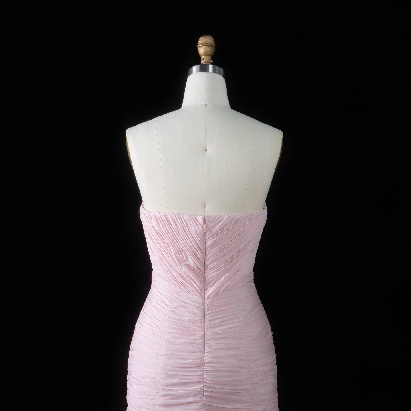 Minimalist Blush Pink Pleated Chiffon Strapless Evening Dress SF057 Sheer Fairy