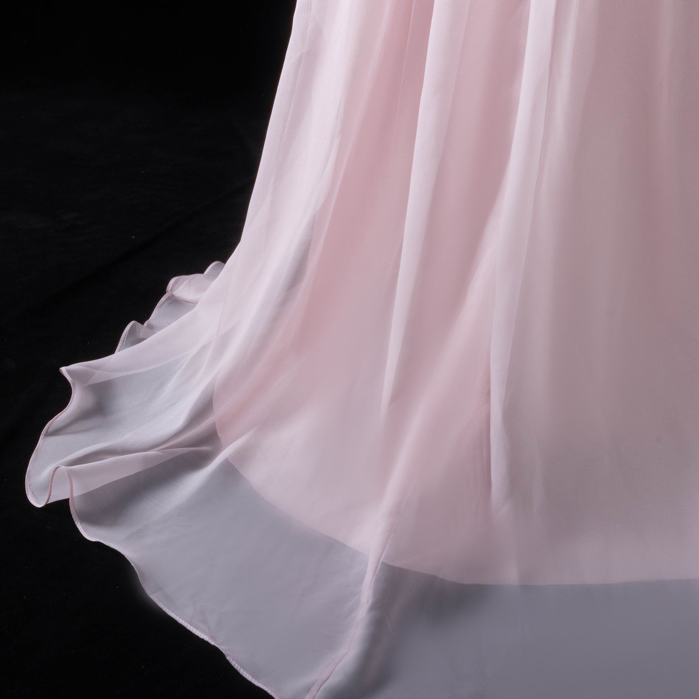 Minimalist Blush Pink Pleated Chiffon Strapless Evening Dress SF057 Sheer Fairy