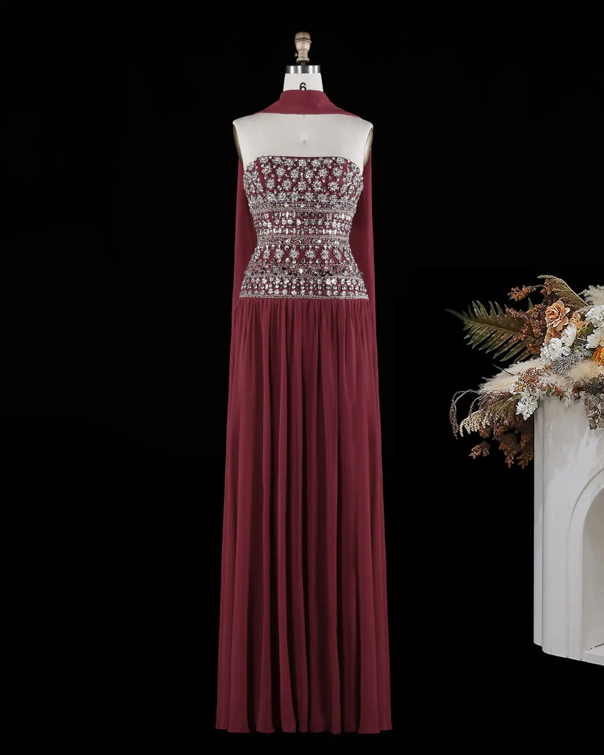 Beaded Chiffon A-Line Strapless Mermaid Evening Dress SS539 Sheer Fairy