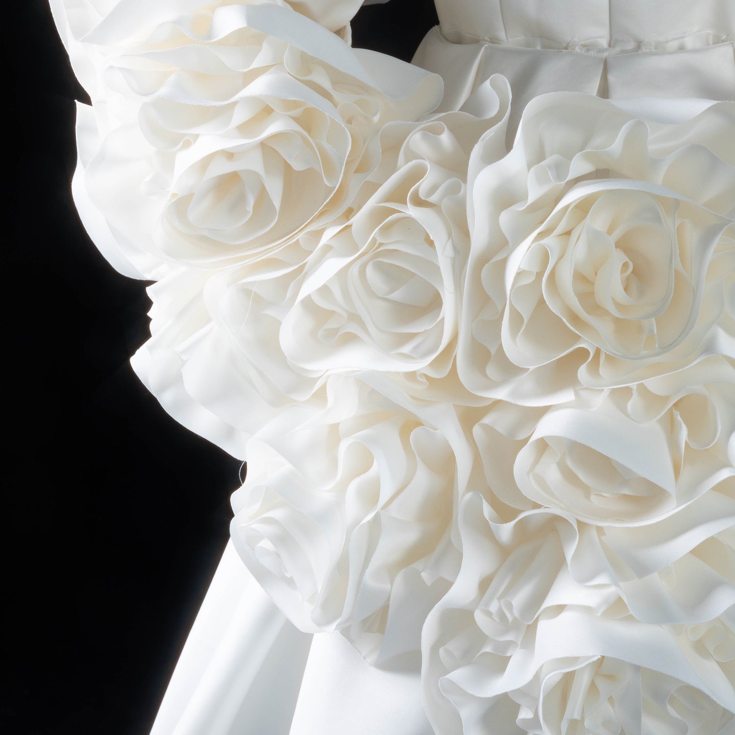 Ivory  Romantic A-Line Satin Wedding Dress 3D Rose Floral With Veil  SW661 Sheer Fairy