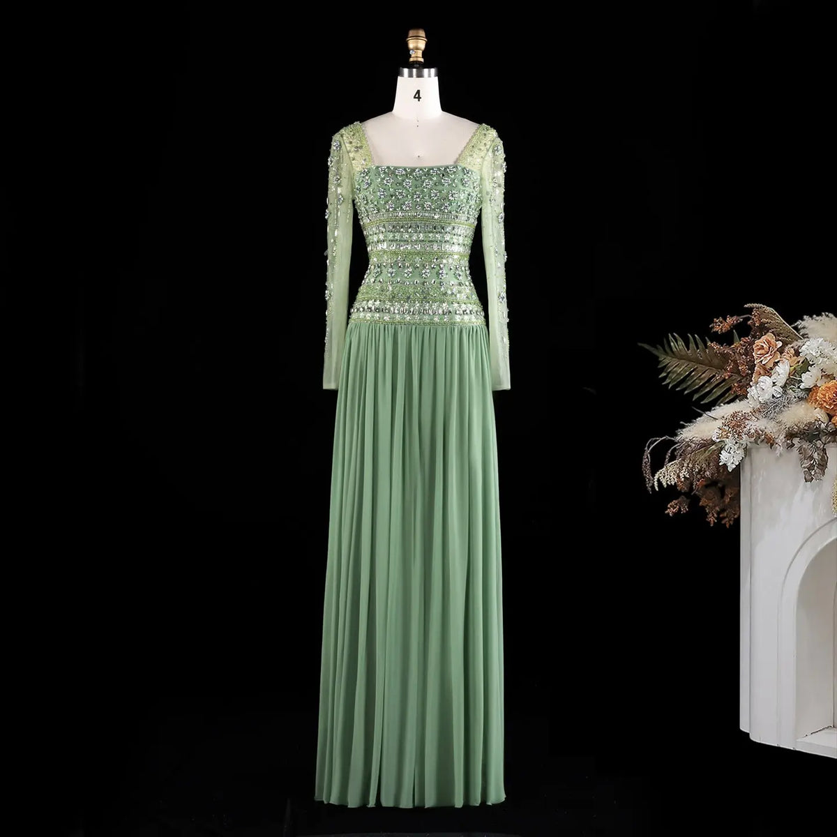 Beaded Chiffon A-Line Strapless Mermaid Evening Dress SS539 Sheer Fairy