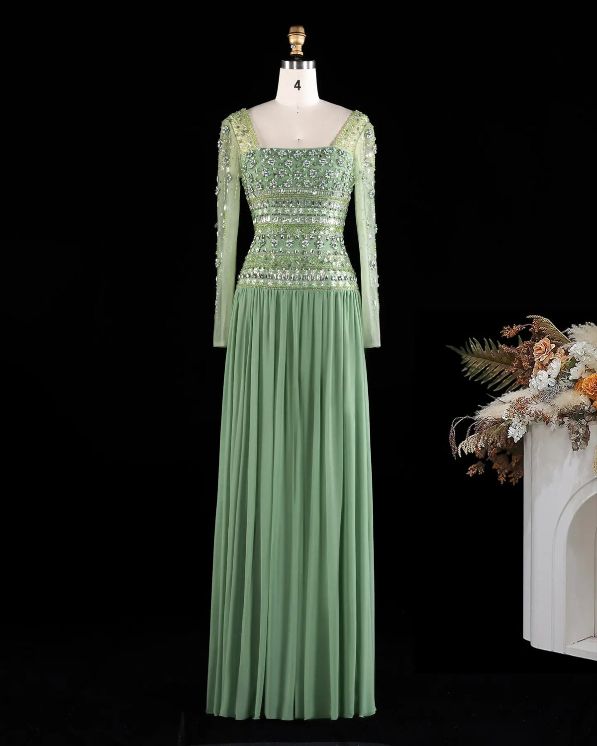 Beaded Chiffon A-Line Strapless Mermaid Evening Dress SS539 Sheer Fairy