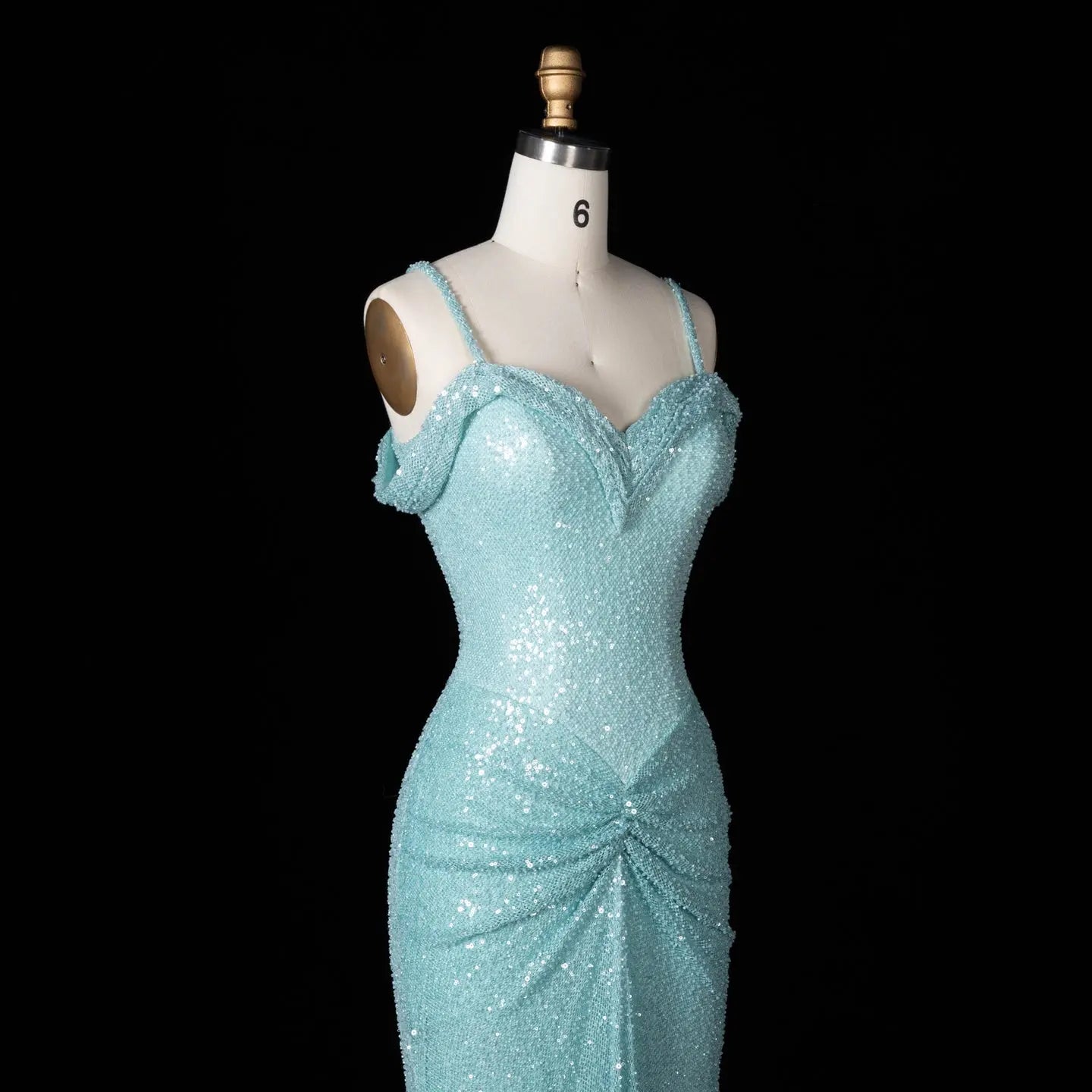 Light Blue Teal Sequin Mermaid Sleeveless Prom Dress SH553 Sheer Fairy