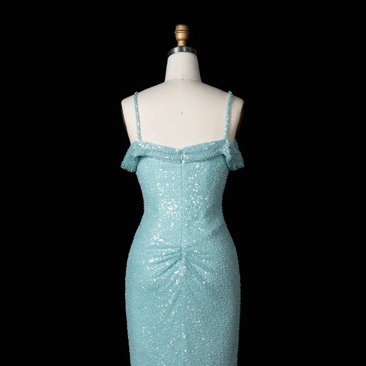 Light Blue Teal Sequin Mermaid Sleeveless Prom Dress SH553 Sheer Fairy