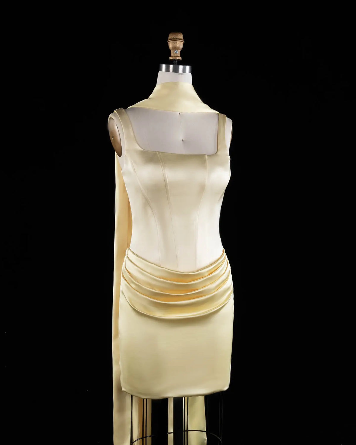 Corset Ruched Mini Dress Scoop Neck Draped Bodycon Cocktail Party Dress RM255 Sheer Fairy