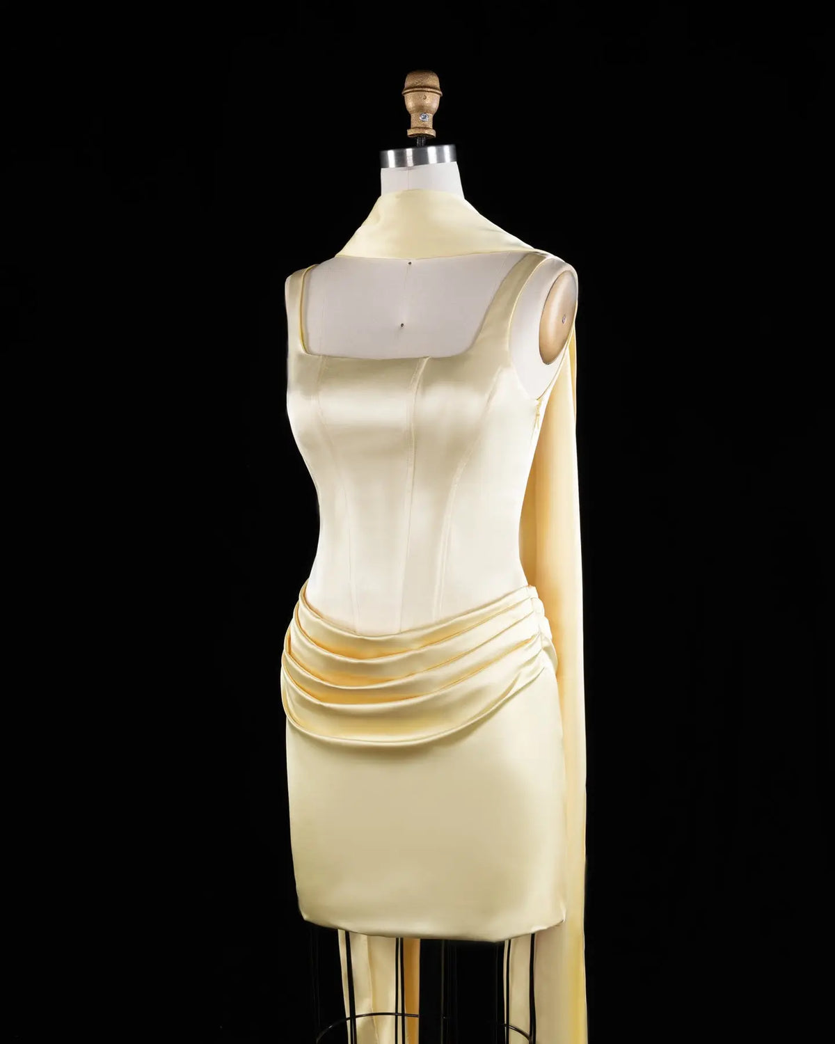 Corset Ruched Mini Dress Scoop Neck Draped Bodycon Cocktail Party Dress RM255 Sheer Fairy
