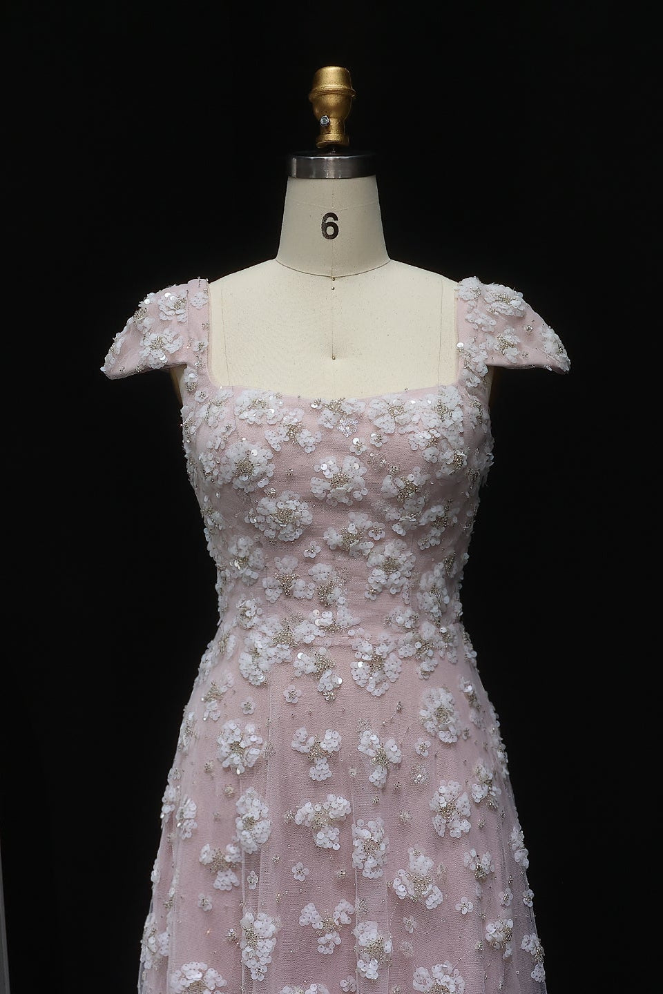 Simplicity Pink 3D Floral Lace Cap Sleeve A-Line Evening Dress SS602