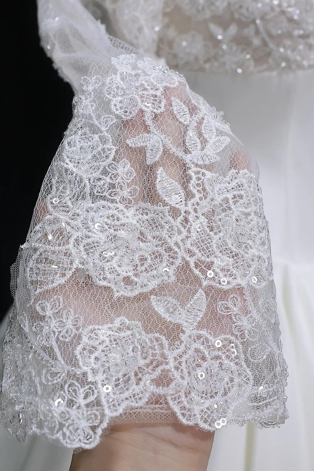 Elegant Classic Long Sleeve Satin Ball Gown Wedding Dress SW075 Sheer Fairy