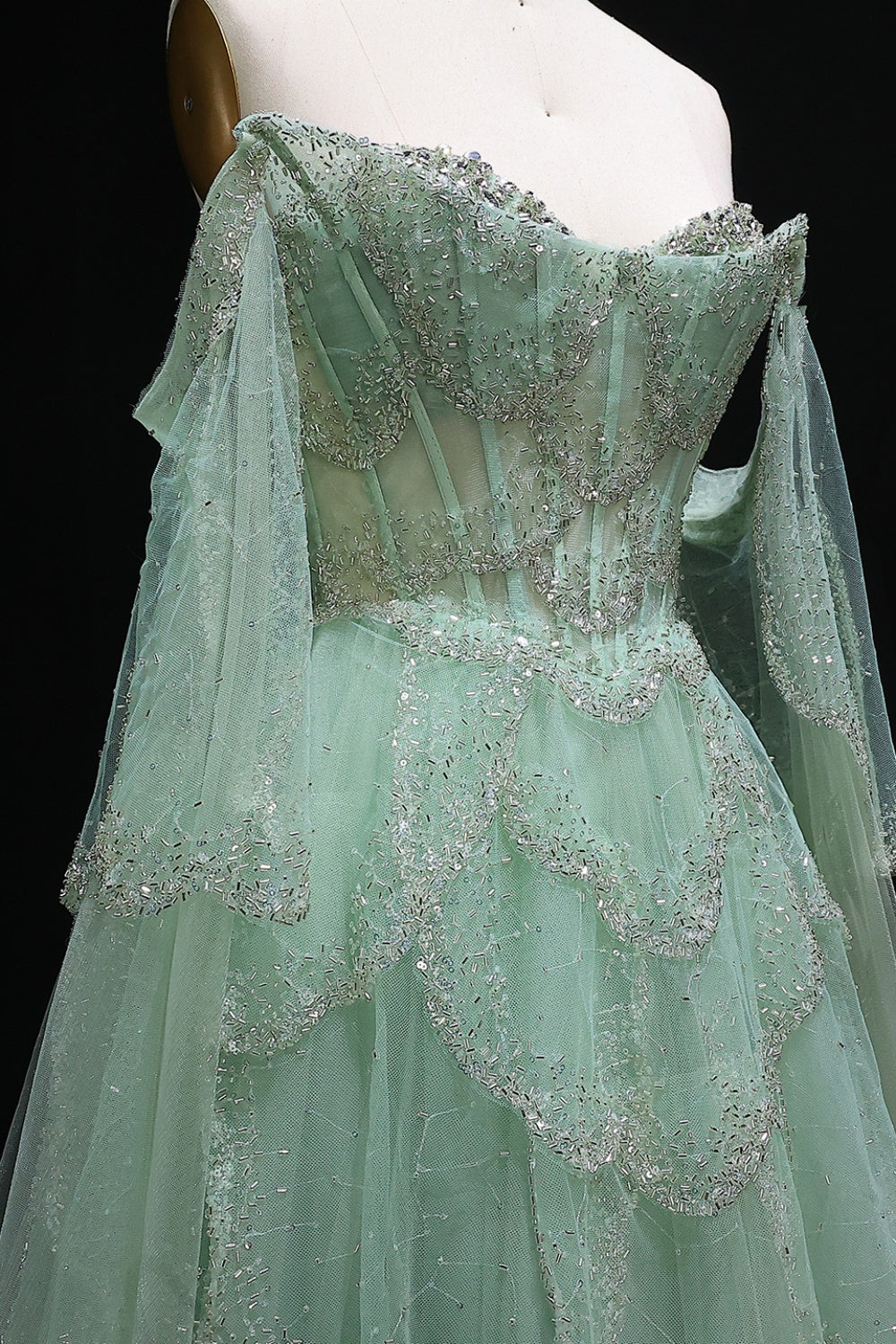 Purple Satin A-Line Sleeveless Prom Dress with Sweep Train SS215 Sheer Fairy