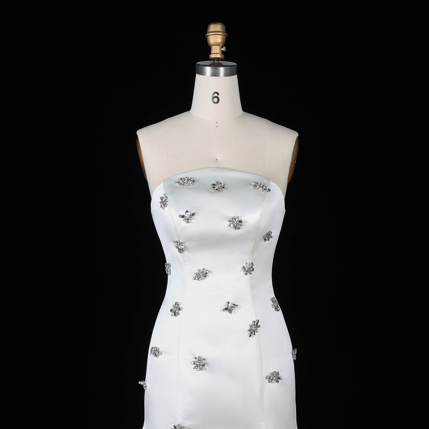 Ivory Satin Mermaid Evening Dress with Beaded Embroidery SF587 Sheer Fairy