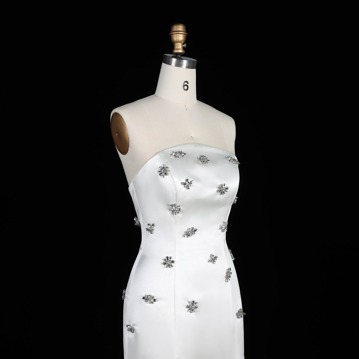 Ivory Satin Mermaid Evening Dress with Beaded Embroidery SF587 Sheer Fairy