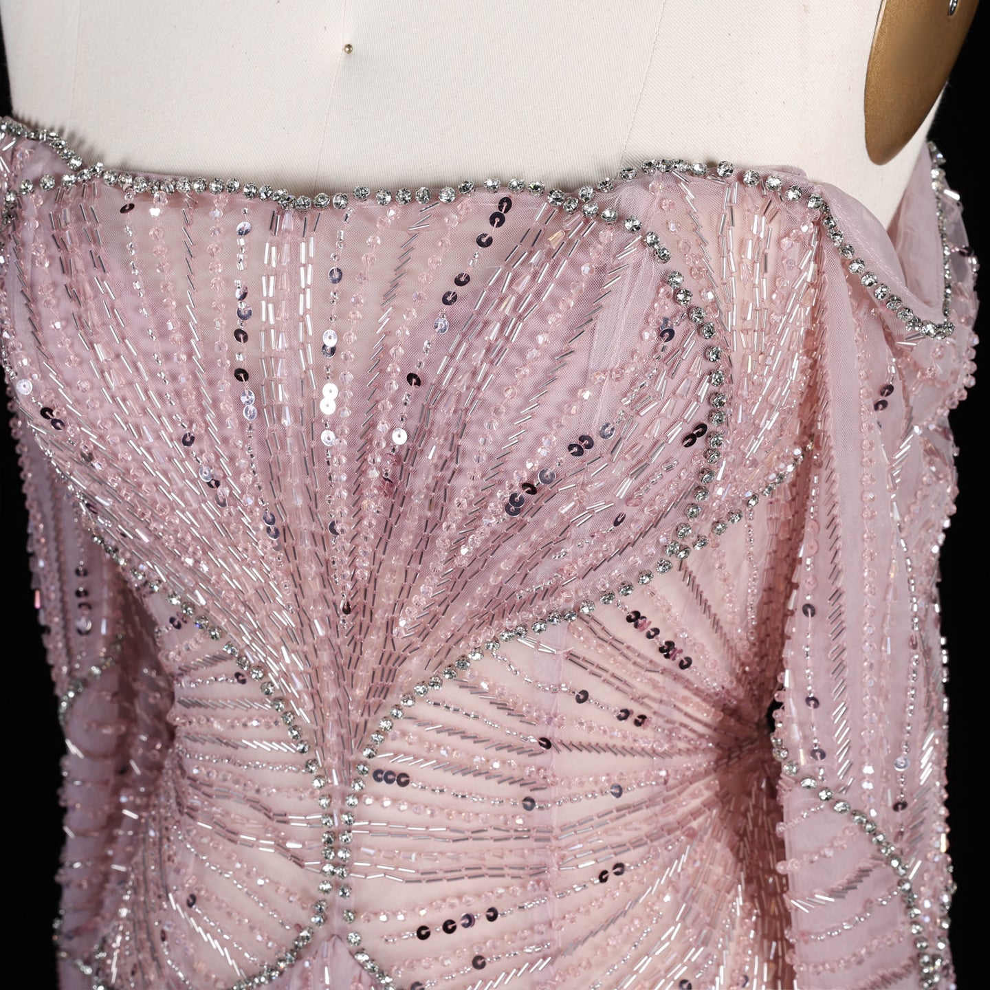 Sexy Off the Shoulder Luxury Beaded Beige Evening Dress with Long Sleeve SS507 Sheer Fairy