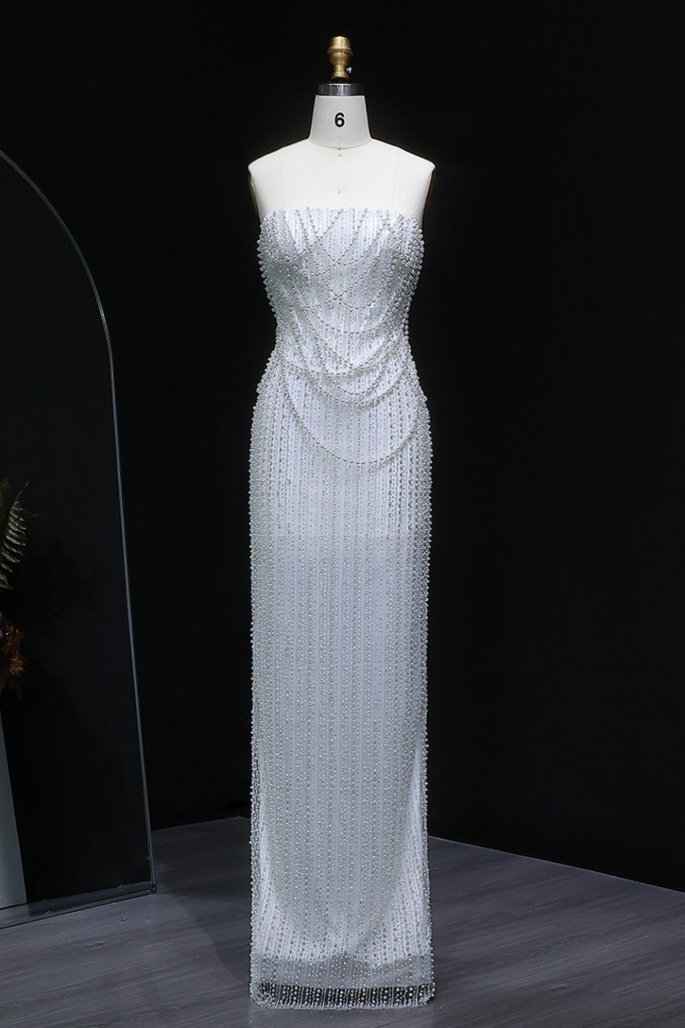 Elegant Strapless Beaded Long Wedding Dress SW087 Sheer Fairy