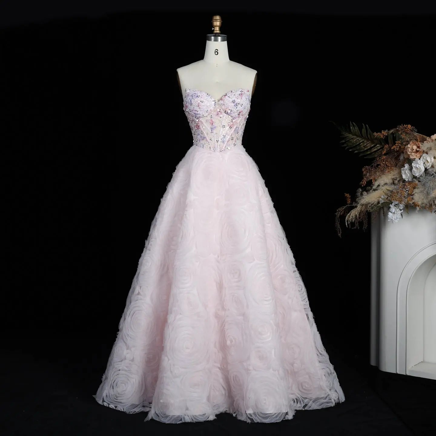 Luxury Long 3D Floral Sweetheart Prom Dress SH109 Sheer Fairy