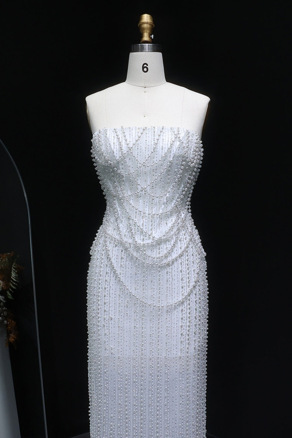 Elegant Strapless Beaded Long Wedding Dress SW087 Sheer Fairy