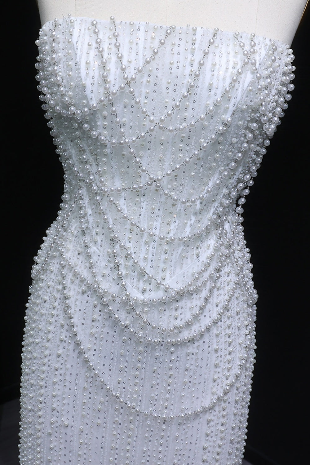 Elegant Strapless Beaded Long Wedding Dress SW087 Sheer Fairy