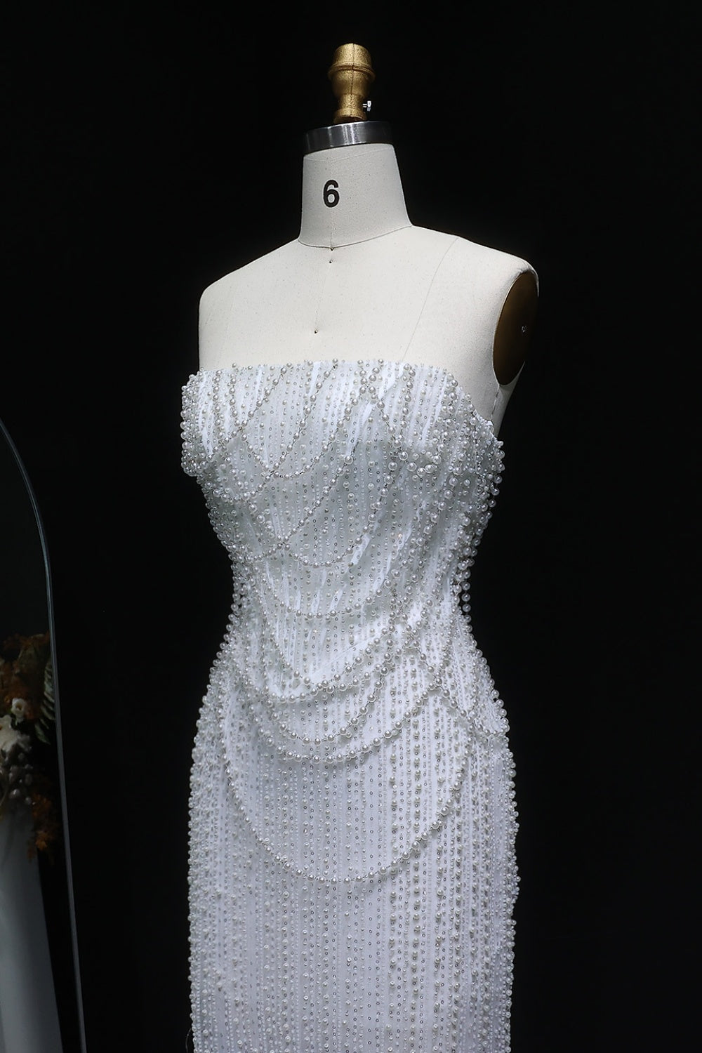 Elegant Strapless Beaded Long Wedding Dress SW087 Sheer Fairy