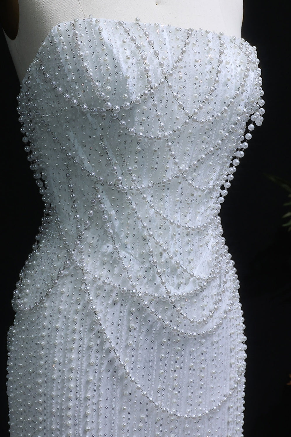 Elegant Strapless Beaded Long Wedding Dress SW087 Sheer Fairy