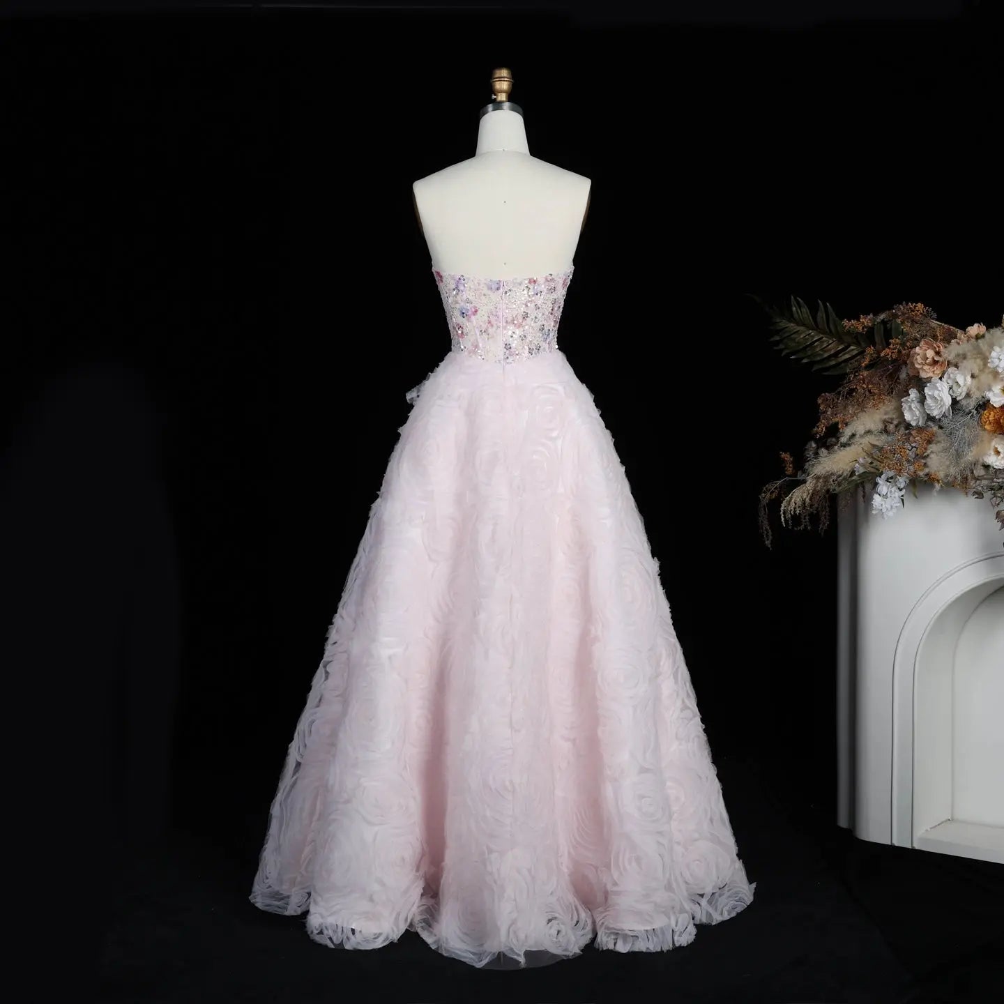 Luxury Long 3D Floral Sweetheart Prom Dress SH109 Sheer Fairy
