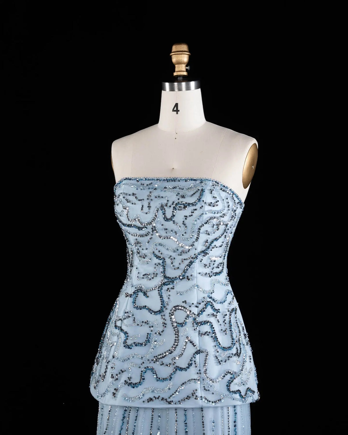 Luxury Two-Piece Peplum Beaded Fringe Evening Dress SS218 Sheer Fairy