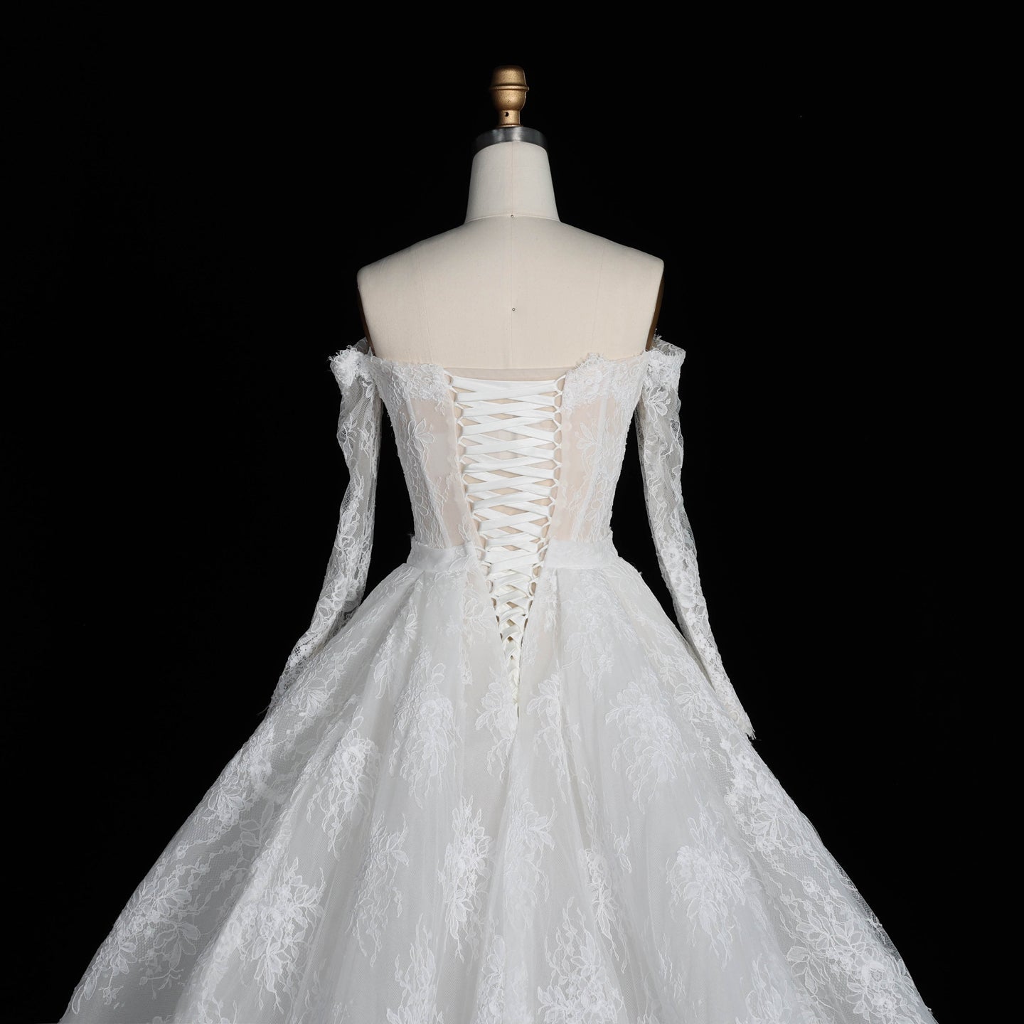 Romantic White Lace Mermaid Bridal Gown Off the Shoulder with Detachable Overskirt SW678 Sheer Fairy
