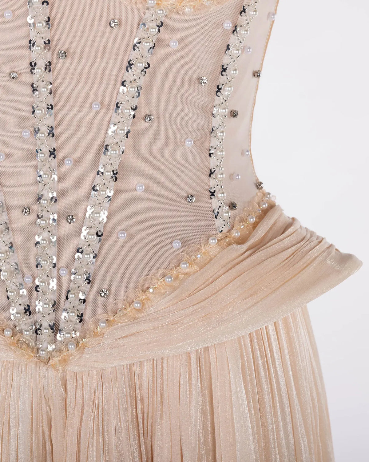 Champagne Tulle Corset Sweetheart Evening Dress Sheer Fairy