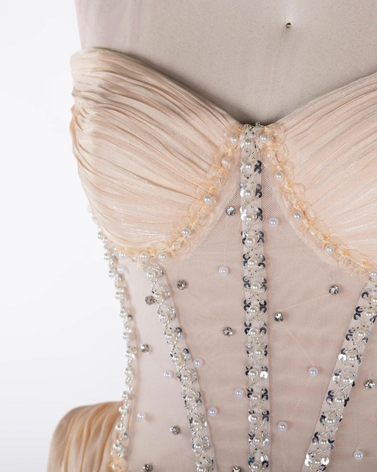 Champagne Tulle Corset Sweetheart Evening Dress Sheer Fairy