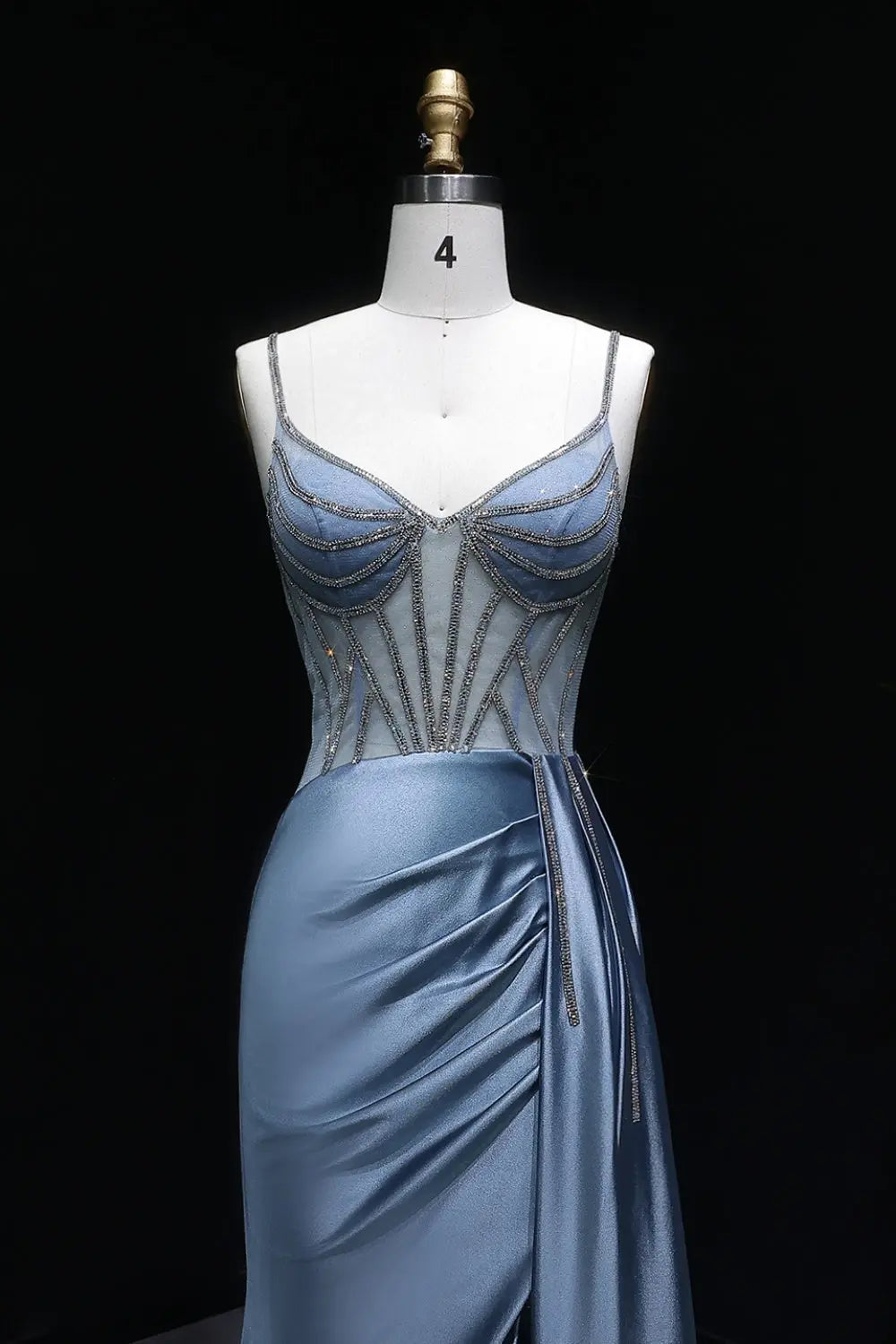 Black A-Line Satin Off-the-Shoulder Prom Dress SH405 Sheer Fairy