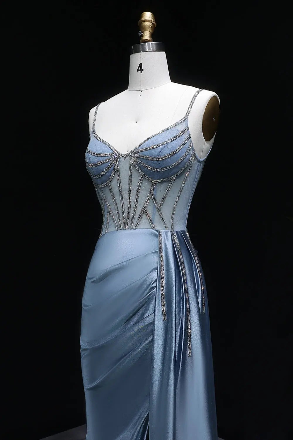 Black A-Line Satin Off-the-Shoulder Prom Dress SH405 Sheer Fairy