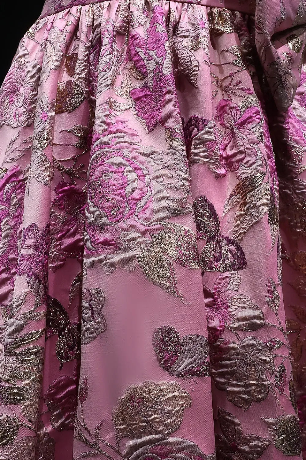 Pink Floral Jacquard Ball Gown Prom Dress SH402 Sheer Fairy