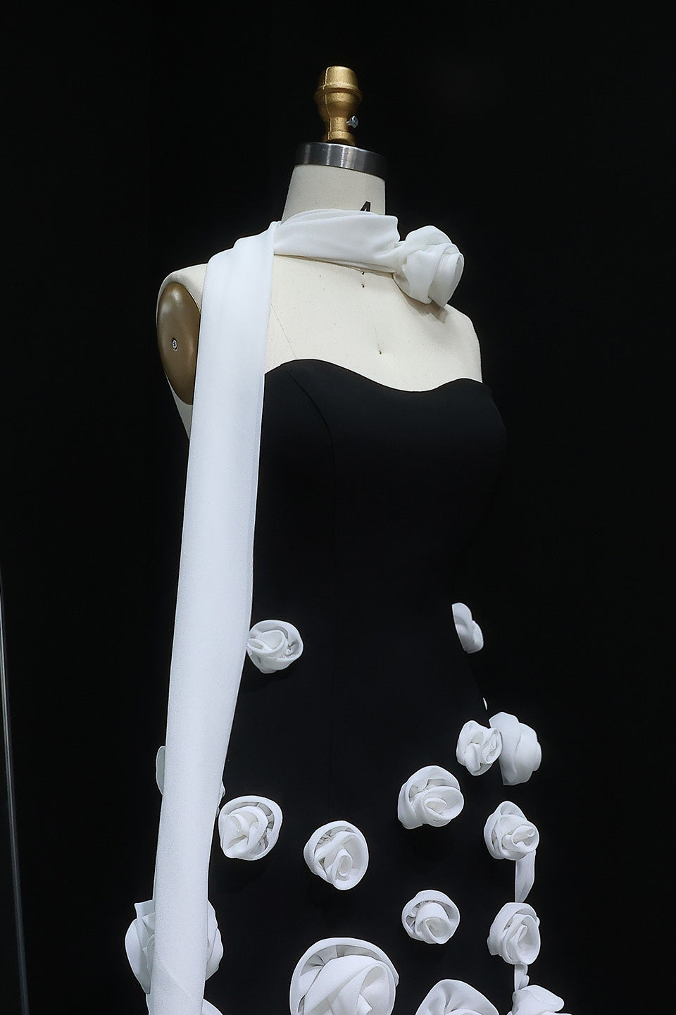 Modest 3D Rose Strapless Mermaid Evening Dress with Train SS207