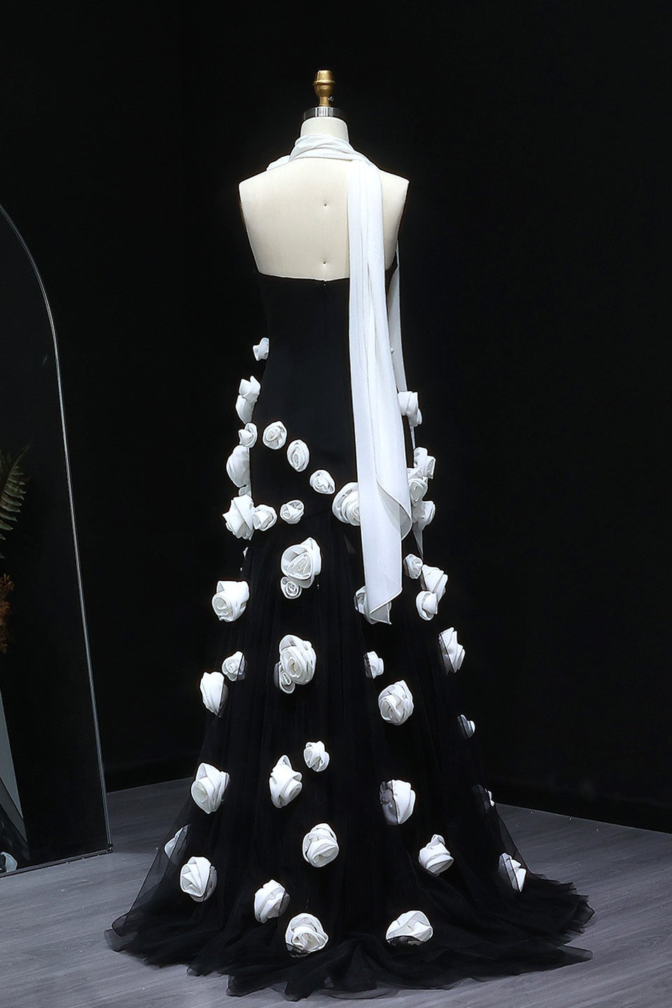 Modest 3D Rose Strapless Mermaid Evening Dress with Train SS207