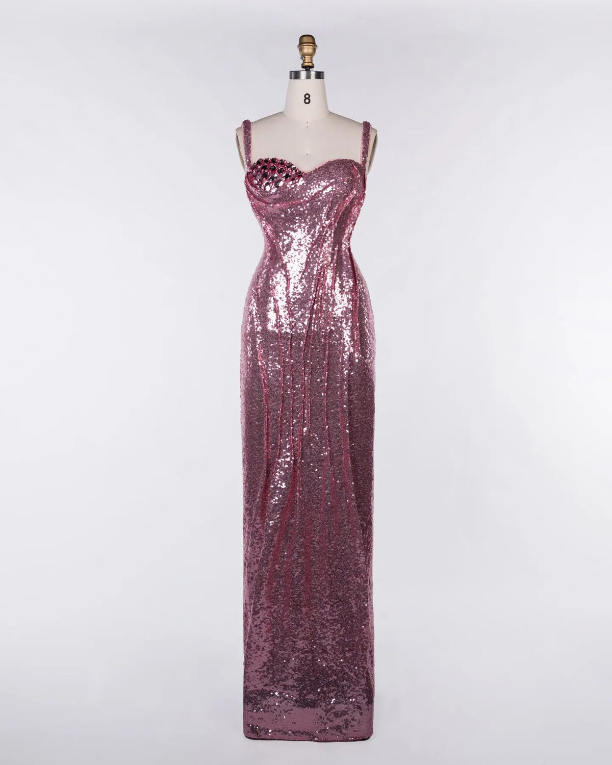 Pink Sequin Crystal Embellished Evening Dress Sheer Fairy
