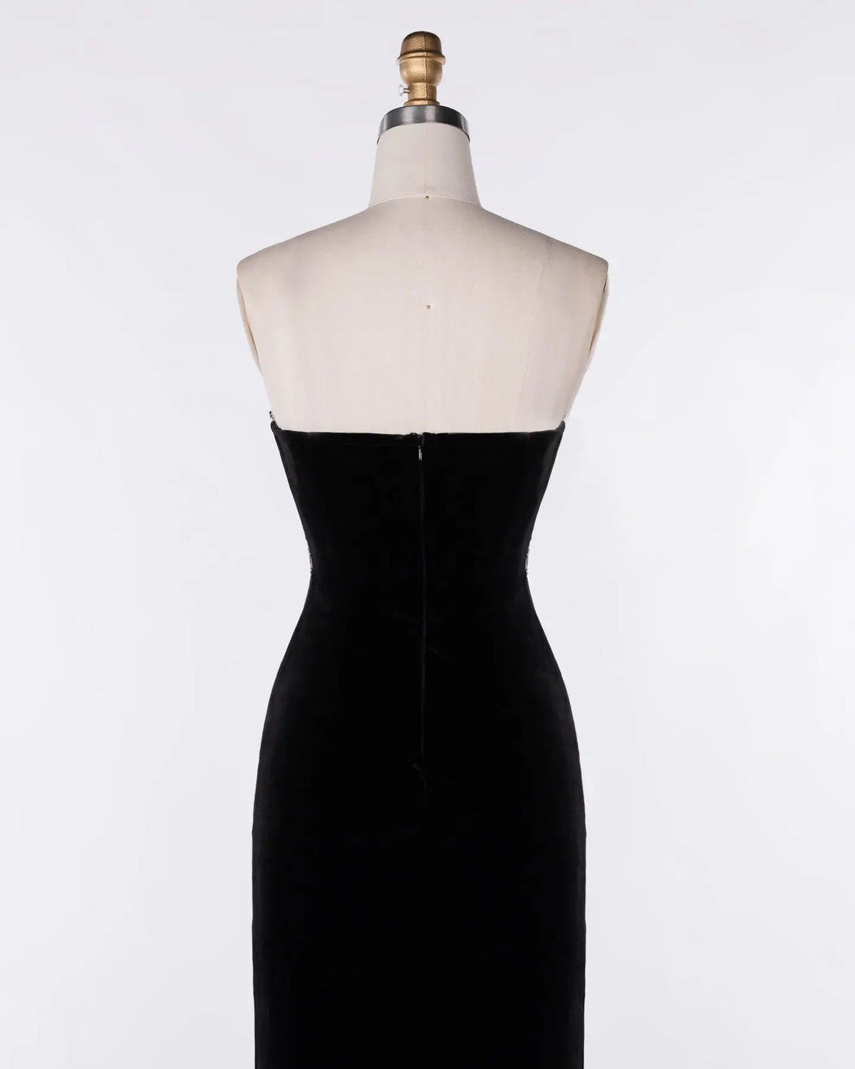 Black Strapless Beaded Velvet Evening Gown Sheer Fairy