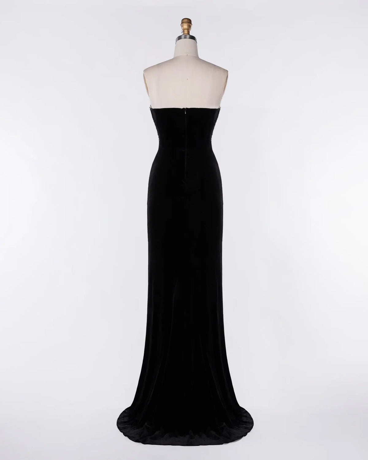 Black Strapless Beaded Velvet Evening Gown Sheer Fairy
