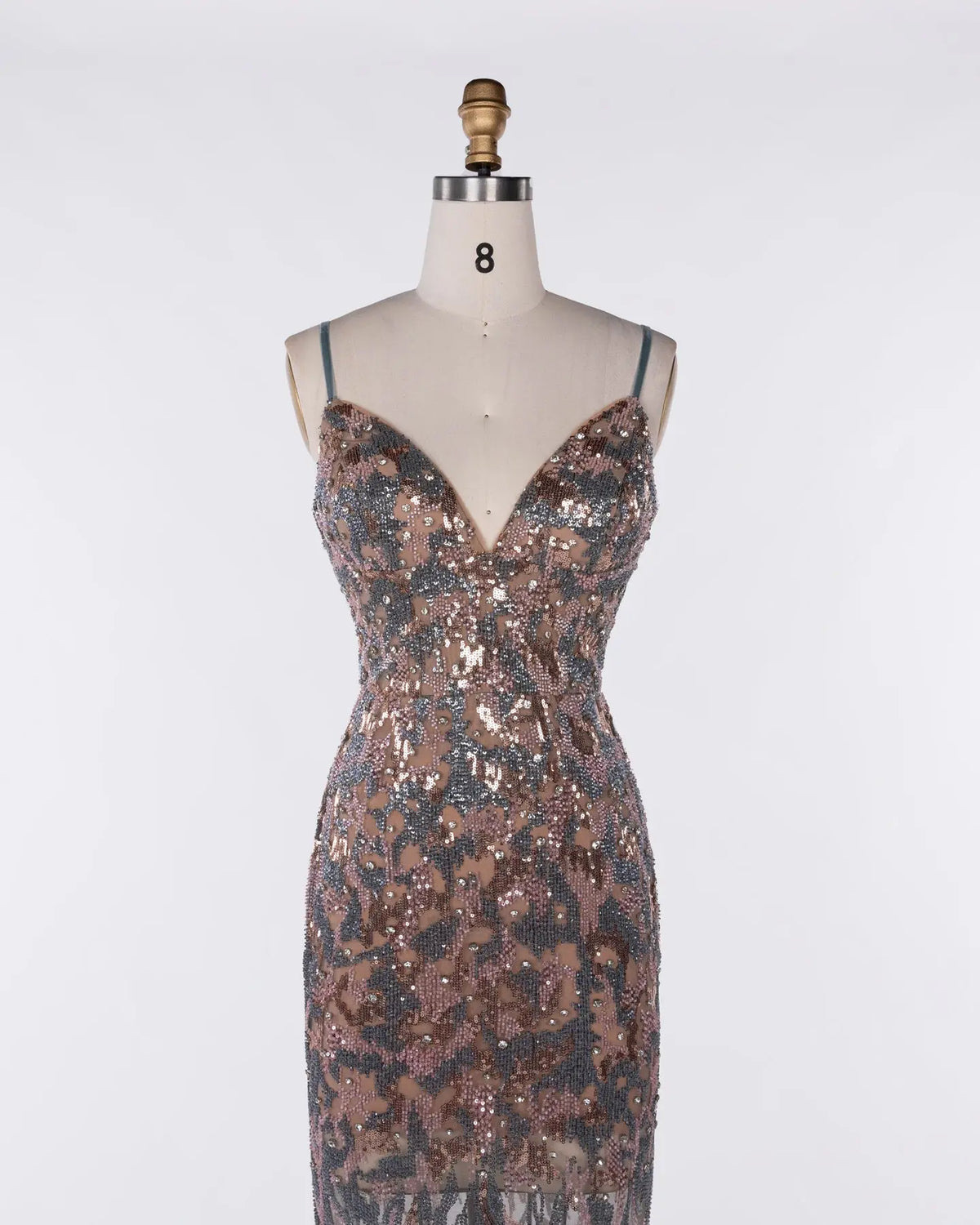 Multicolored Sequin Spaghetti Strap Evening Dress Sheer Fairy