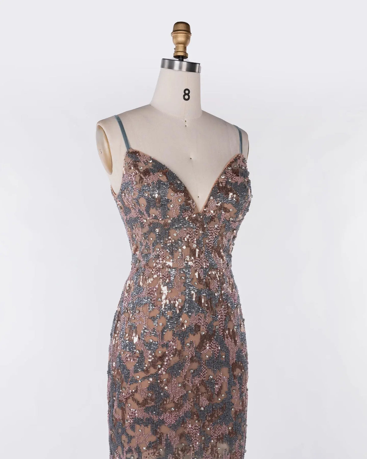 Multicolored Sequin Spaghetti Strap Evening Dress Sheer Fairy