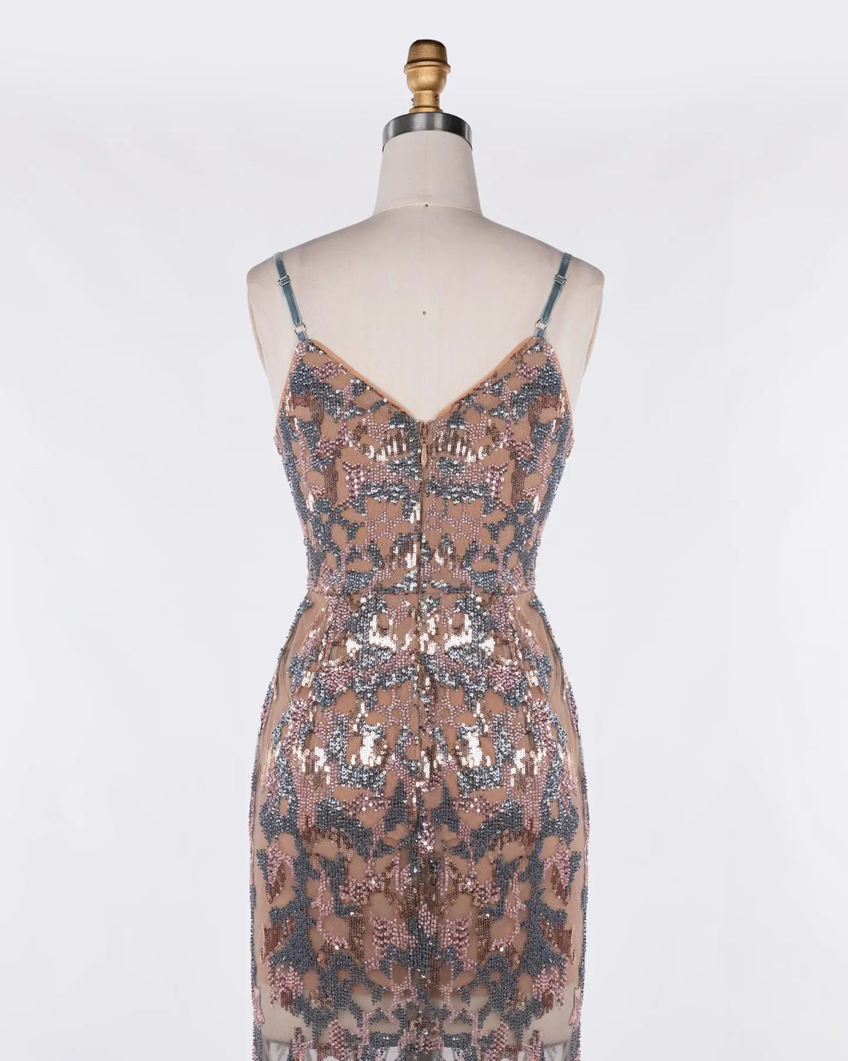 Multicolored Sequin Spaghetti Strap Evening Dress Sheer Fairy