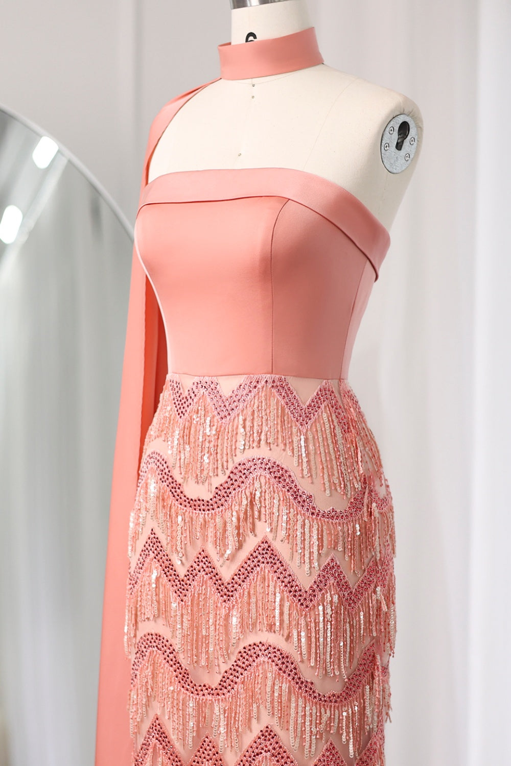 Blue Tassel Strapless Evening Dress with Cape Sleeve SS143 Sheer Fairy