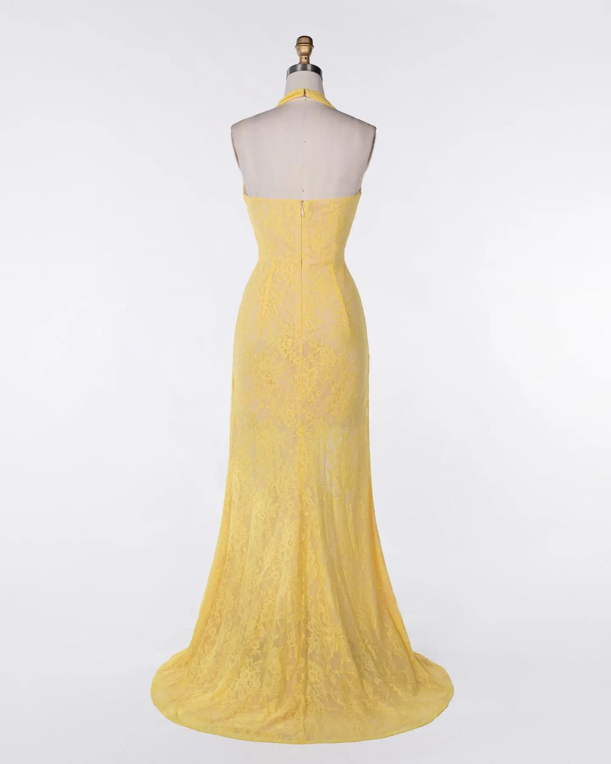Yellow Tulle Halter Ruched Evening Dress Sheer Fairy