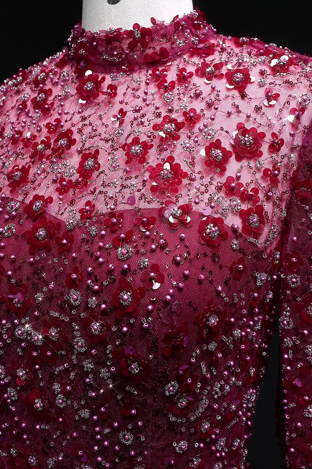 Gorgeous Floral Sequined Sweetheart Neckline A-Line Evening Dress SS701 Sheer Fairy