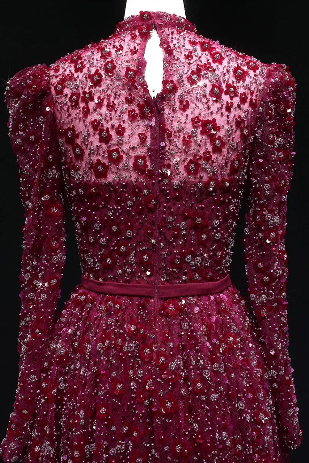 Gorgeous Floral Sequined Sweetheart Neckline A-Line Evening Dress SS701 Sheer Fairy